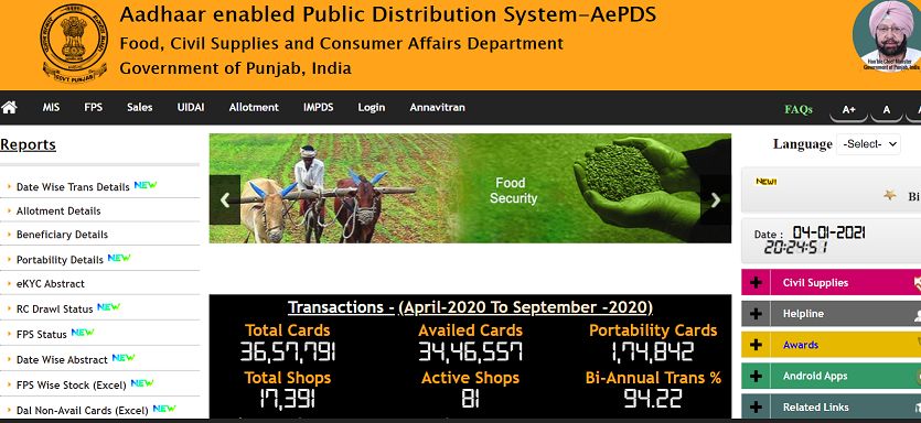 EPDS Punjab Ration Card List 2021