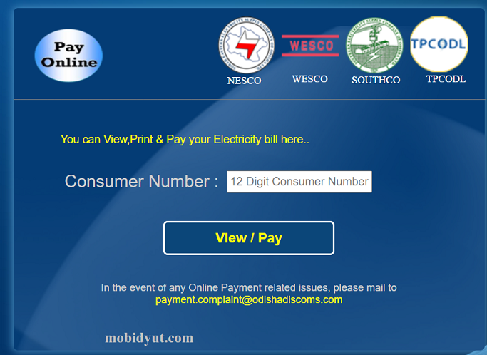 Odisha Electricity Bill Payment 2021 View~Online mobidyut.com Pay Bill